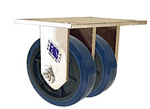 65 Series Rigid Dual Caster - 5" x 1-1/2" Urethane on Plastic Wheels - Straight Bearings - 1,400 lb. Cap.