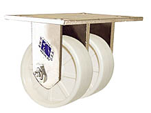 65 Series Rigid Dual Caster - 5" x 1-1/2" Solid Urethane Wheels - 660 lb. Cap.