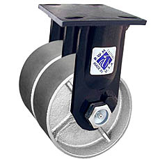 75 Series Rigid Dual Caster - 8" x 2" Cast Iron Wheels - 2,800 lb. Cap.