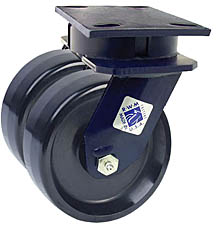 75 Series Swivel Dual Caster - 5" x 2" Solid Urethane Wheels - 2,000 lb. Cap.