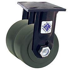 75 Series Rigid Dual Caster - 8" x 2" Nylon Wheels - 6,000 lb. Cap.