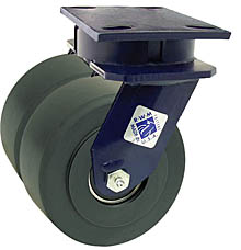 75 Series Swivel Dual Caster - 6" x 2" Nylon Wheels - 4,400 lb. Cap.