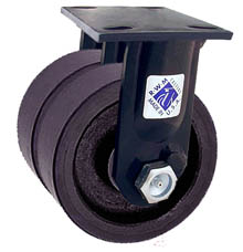 75 Series Rigid Dual Caster - 5" x 2" Urethane on Iron Wheels - 2,100 lb. Cap.