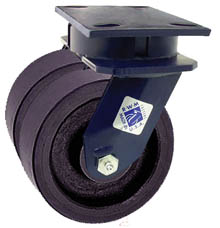 75 Series Swivel Dual Caster - 8" x 2" Urethane on Iron Wheels - 3,000 lb. Cap.