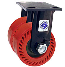 75 Series Rigid Dual Caster - 8" x 2" Omega Wheels - 2,400 lb. Cap.