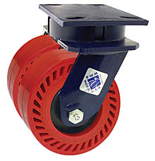75 Series Swivel Dual Caster - 8" x 2" Omega Wheels - 2,400 lb. Cap.