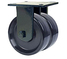 76 Series Rigid Dual Caster - 6" x 3" Solid Urethane Wheels - 4,000 lb. Cap.