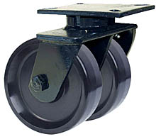 76 Series Swivel Dual Caster - 6" x 3" Solid Urethane Wheels - 4,000 lb. Cap.