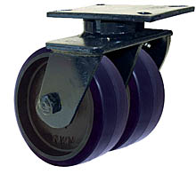 76 Series Swivel Dual Caster - 6" x 2-1/2" Urethane on Iron Wheels - Straight Bearings - 3,240 lb. Cap.