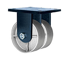 85 Series Rigid Dual Caster - 6" x 3" Cast Iron Wheels - Straight Bearings - 6,000 lb. Cap.