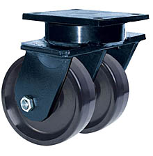 85 Series Swivel Dual Caster - 10" x 3" Solid Urethane Wheels - 6,000 lb. Cap.