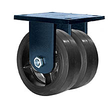 85 Series Rigid Dual Caster - 8" x 3" Rubber on Iron Wheels - Tapered Bearings - 1,680 lb. Cap.