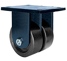 85 Series Rigid Dual Caster - 8" x 4" Urethane on Iron Wheels - Tapered Bearings - 7,000 lb. Cap.