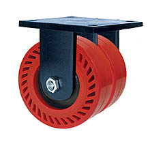 85 Series Rigid Dual Caster - 10" x 3" Omega Wheels - Straight Bearings - 4,000 lb. Cap.