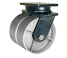 95 Series Swivel Dual Caster - 8" x 3" Cast Iron Wheels - 6,000 lb. Cap.