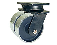 95 Series Swivel Dual Caster - 8" x 3" Forged Steel Wheels - 11,000 lb. Cap.