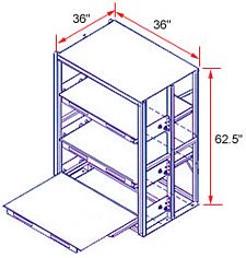 36 x 36 x 62 EZ-Glide Full Extension Roll-Out Shelving - 3 Shelves - Starter