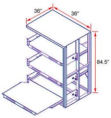 36 x 36 x 84 EZ-Glide Full Extension Roll-Out Shelving - 4 Shelves - Adder