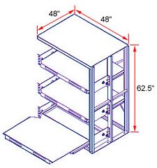 48 x 48 x 62 EZ-Glide Full Extension Roll-Out Shelving - 3 Shelves - Adder