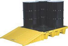 4 Drum Square Spill Control Pallet w/ Drain - 35% Recycled, 276 L Cap.