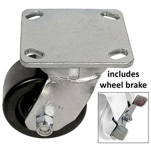 F Series Swivel Caster with Brake - 4" x 2" Phenolic Wheel - 800 lb. Cap.