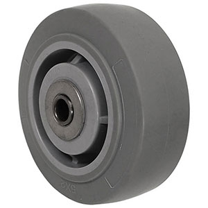 Rubber on Plastic Wheel, 5" x 2", 375 lb. cap. for 1/2" dia. axle & 2-7/16" hub length