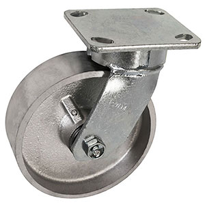 F Series Swivel Caster - 6" x 2" Cast Iron Wheel - 1,200 lb. Cap.