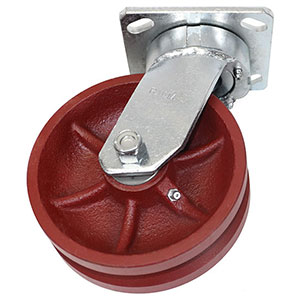 F Series Swivel Caster - 6" x 2" V-Groove Iron Wheel - 1,000 lb. Cap.