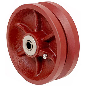 V-Groove Iron Wheel, 6" x 2", 1000 lb. cap. for 1/2" dia. axle & 2-7/16" hub length