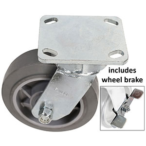 F Series Swivel Caster with Brake - 6" x 2" Performance TPR Wheel - 525 lb. Cap.