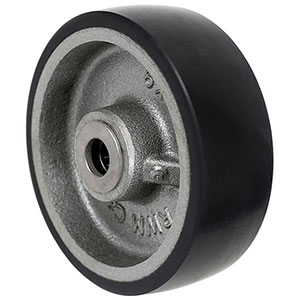 Urethane on Iron Wheel, 6" x 2", 1230 lb. cap. for 1/2" dia. axle & 2-7/16" hub length