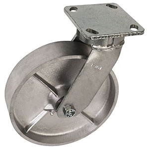 F Series Swivel Caster - 8" x 2" Cast Iron Wheel - 1,400 lb. Cap.