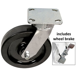 F Series Swivel Caster with Brake - 8" x 2" Phenolic Wheel - 1,400 lb. Cap.