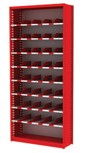 Small Parts Bin Shelving - 38"W x 12"D x 84"H, 8 Adjustable Shelves, 41 Bins