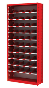 Small Parts Bin Shelving - 38"W x 12"D x 84"H, 10 Adjustable Shelves, 51 Bins
