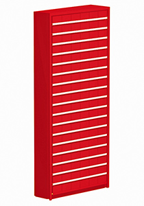 Small Parts Drawer Shelving - 38"W x 12"D x 84"H, 17 Adjustable Shelves, 108 Drawers
