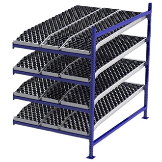 Carton Flow Rack Adder - 4'W x 6'D x 6'H - 4 Levels of Knuckled Wheel Bed