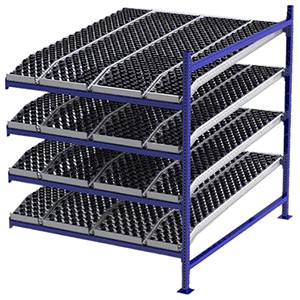 Carton Flow Rack Adder - 5'W x 6'D x 6'H - 4 Levels of Knuckled Wheel Bed