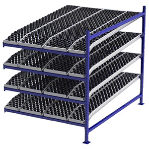 Carton Flow Rack Adder - 5'W x 7'D x 6'H - 4 Levels of Knuckled Wheel Bed