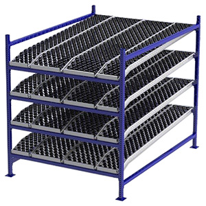Carton Flow Rack Starter - 5'W x 7'D x 6'H - 4 Levels of Knuckled Wheel Bed