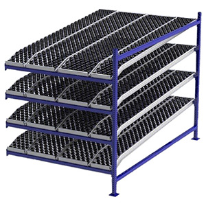Carton Flow Rack Adder - 5'W x 8'D x 6'H - 4 Levels of Knuckled Wheel Bed