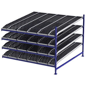 Carton Flow Rack Adder - 8'W x 8'D x 6'H - 4 Levels of Knuckled Wheel Bed