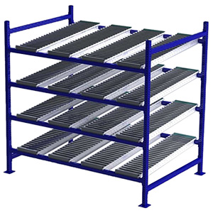 Carton Flow Rack Starter - 6'W x 4'D x 6'H - 4 Levels with (4) 12"W Roller Lanes Per Level