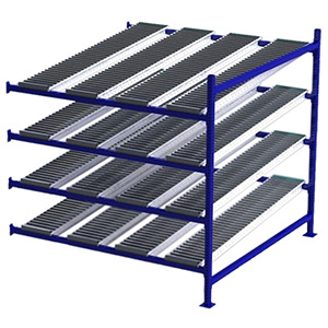 Carton Flow Rack Adder - 6'W x 6'D x 6'H - 4 Levels with (4) 12"W Roller Lanes Per Level