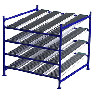 Carton Flow Rack Starter - 6'W x 6'D x 6'H - 4 Levels with (4) 12"W Roller Lanes Per Level