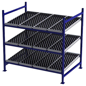 Carton Flow Rack Starter - 6'W x 4'D x 6'H - 3 Levels of Wheel Bed