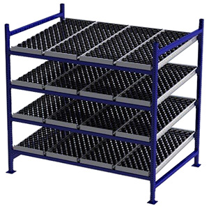 Carton Flow Rack Starter - 6'W x 4'D x 6'H - 4 Levels of Wheel Bed