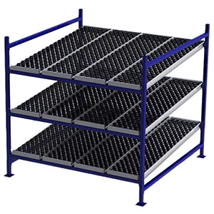 Carton Flow Rack Starter - 6'W x 6'D x 6'H - 3 Levels of Wheel Bed