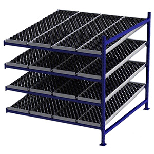 Carton Flow Rack Adder - 6'W x 6'D x 6'H - 4 Levels of Wheel Bed