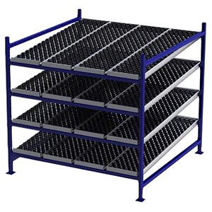 Carton Flow Rack Starter - 6'W x 6'D x 6'H - 4 Levels of Wheel Bed